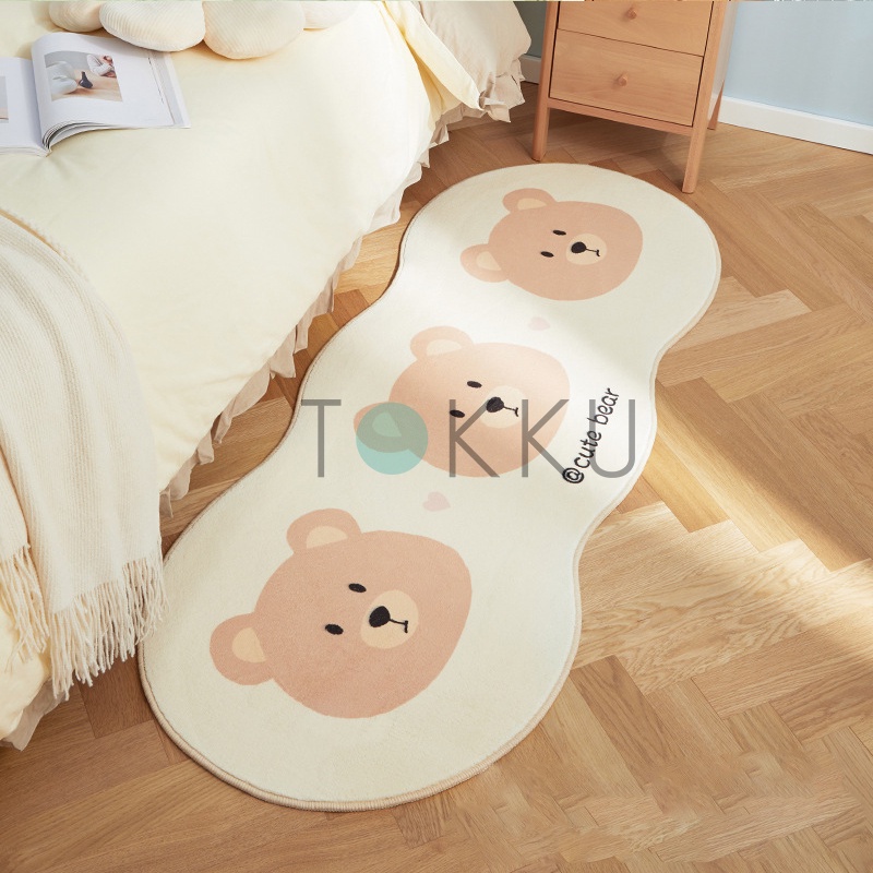 TOKKU Mat / Keset Kaki Panjang Kucing Sapi Beruang 40cmx120cm / Karpet KAMAR MANDI KAMAR TIDUR ANTI SLIP LUCU