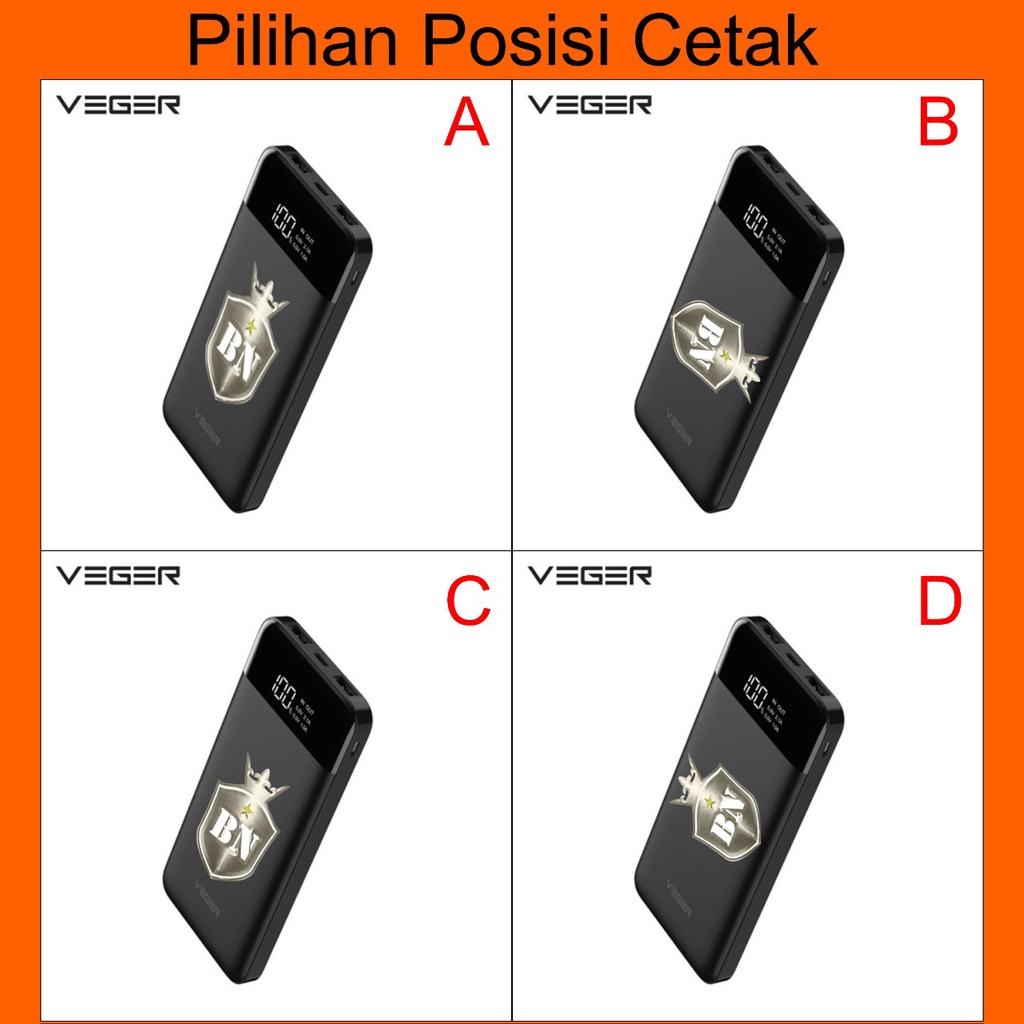 Powerbank LED Veger X101 Custom Gambar atau Logo