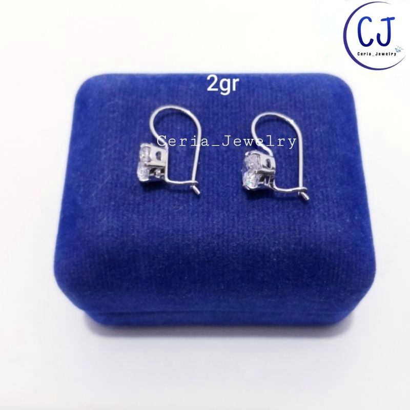 Anting Perak Asli Silver 925 Lapis Emas Putih Model Anting Desi 0,5Gram/1Gram/ 1,5Gram/2Gram/3Gram