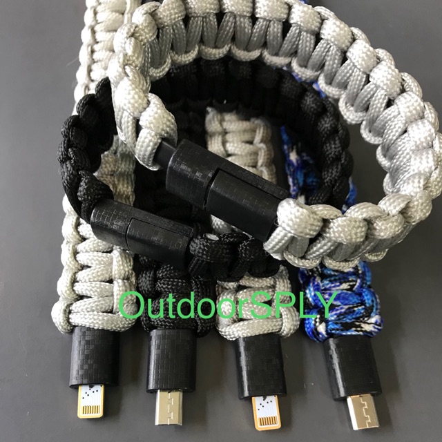 Paracord Charging Cable Bracelet Apple Lightning Cable Gelang kabel Micro Usb Charger