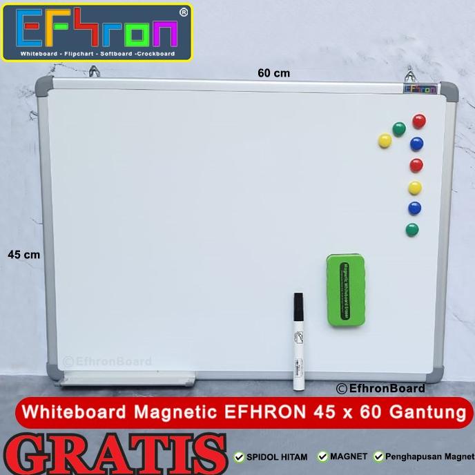 

Whiteboard Magnetic EFHRON 45 x 60 cm Gantung Spdl HTM, Magnet, HPSN