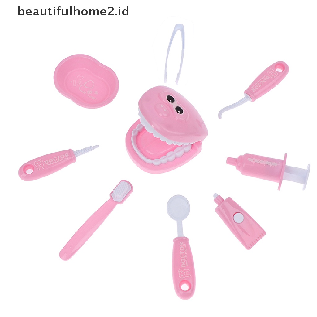 (Beautifulhome2.Id) 9pcs / Set Mainan Simulasi Dokter Gigi Untuk Anak Bermain Peran