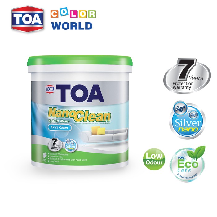 CAT TEMBOK INTERIOR TOA NANOCLEAN EXTRA CLEAN 20 LITER PUTIH