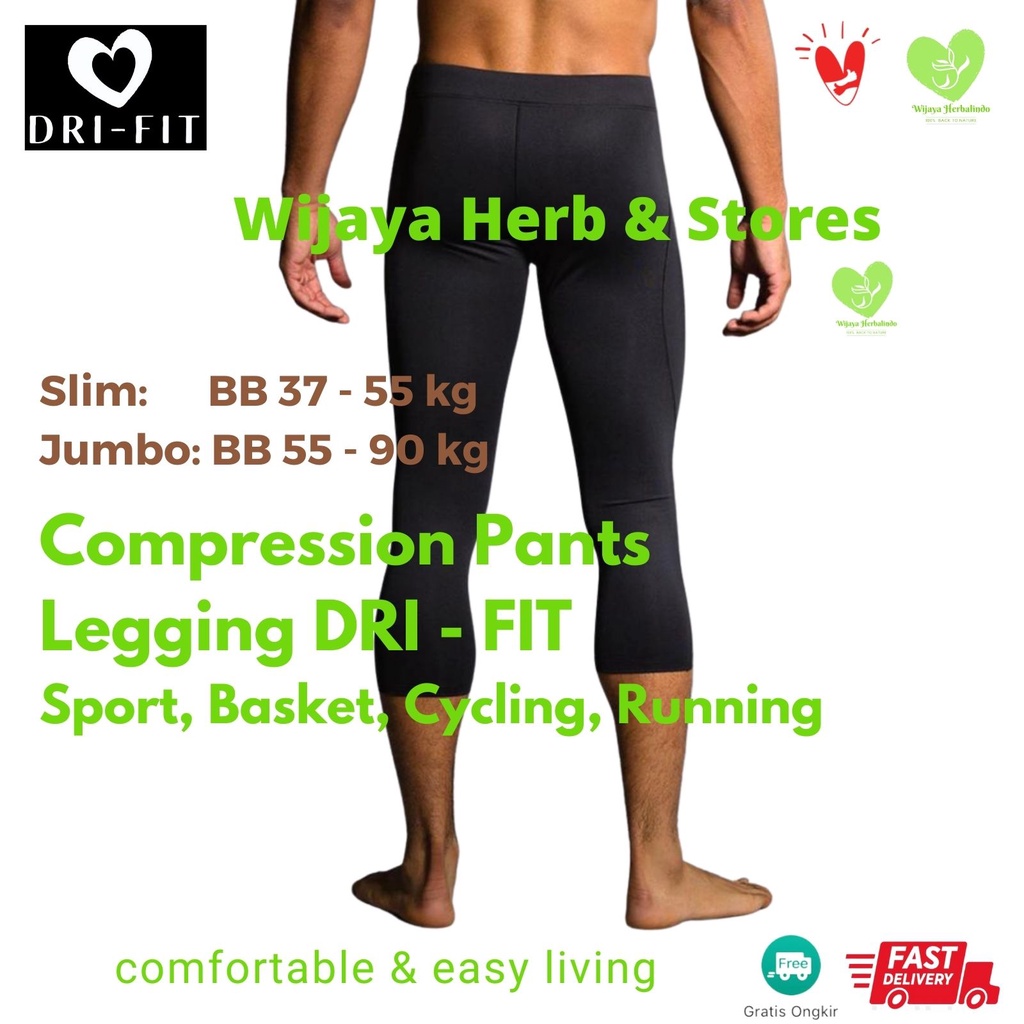 [SPORT] Compression Pants Legging Celana 3/4 Pria Celana Ketat Base Layer  Basket Gowes Olahraga Legging Pria Size Slim &amp; Jumbo