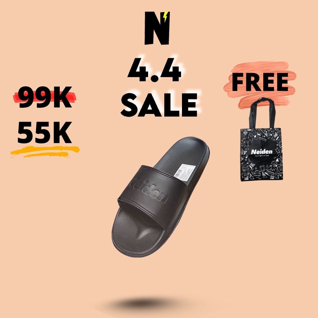 Sandal Slop Hitam Pria Wanita Slip On Flip Flop Basic Karet Distro Casual Anti Slip Quality Original by Neiden - (BISA COD)-1