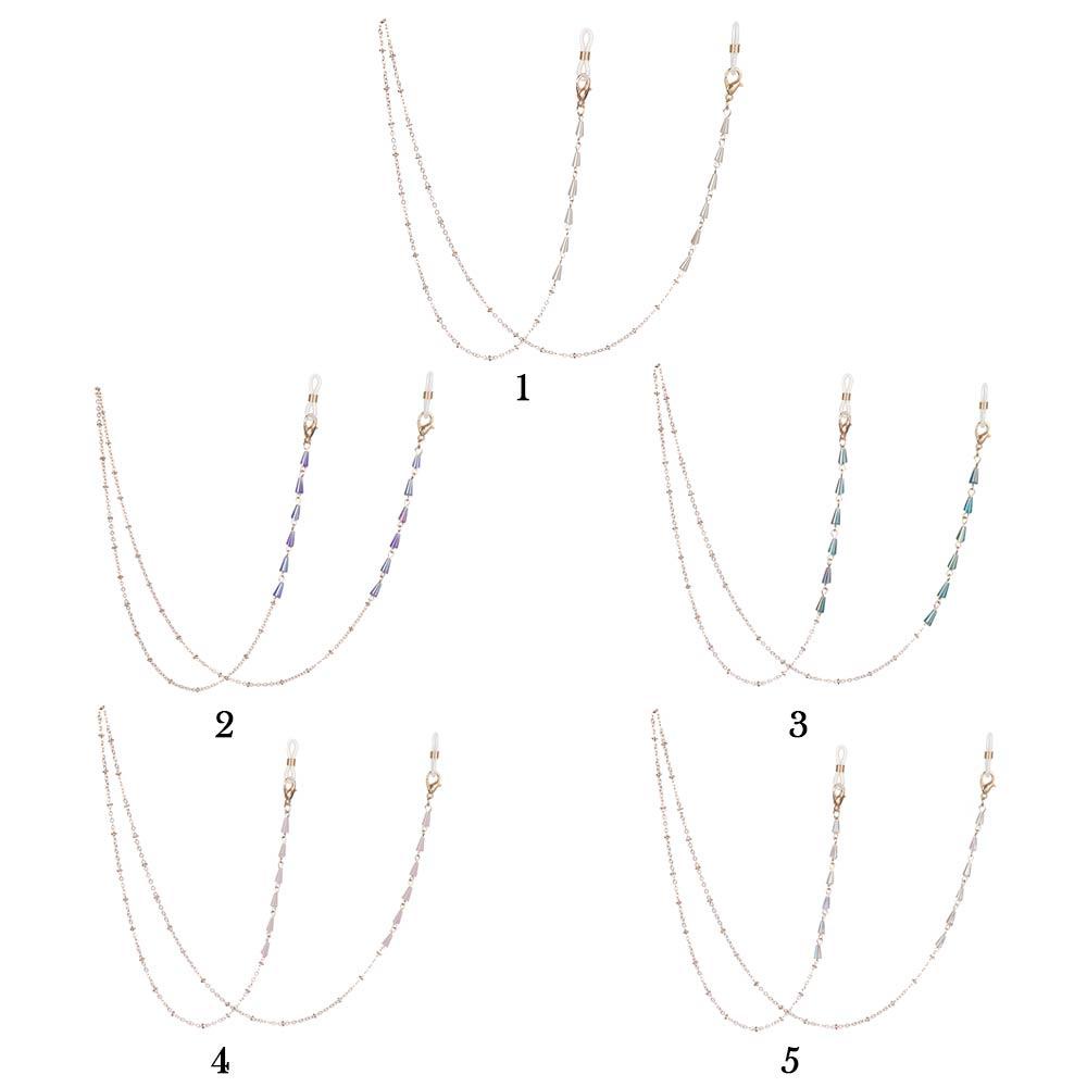 R-flower Glasses Chain Wanita Pria Kalung Rantai Manik-Manik Kristal Logam