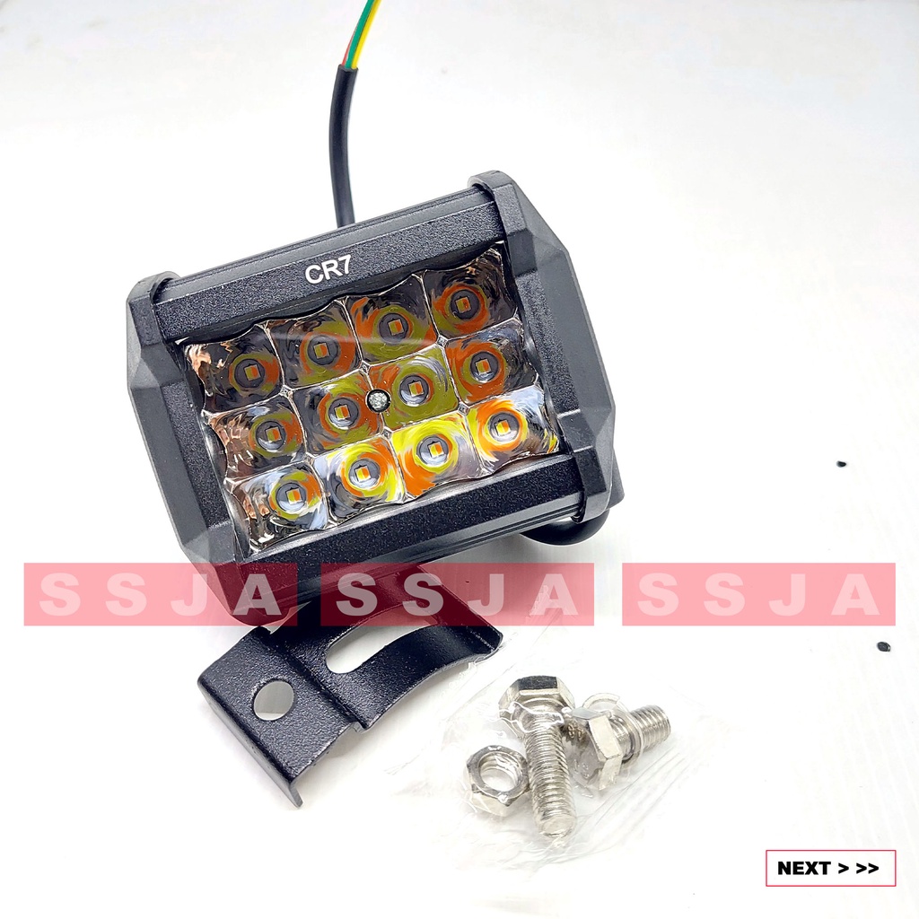 Lampu Tembak Sorot LED Cwl 12 mata 2warna (Putih-Kuning) 3 MODE DC 12 -48v 36watt