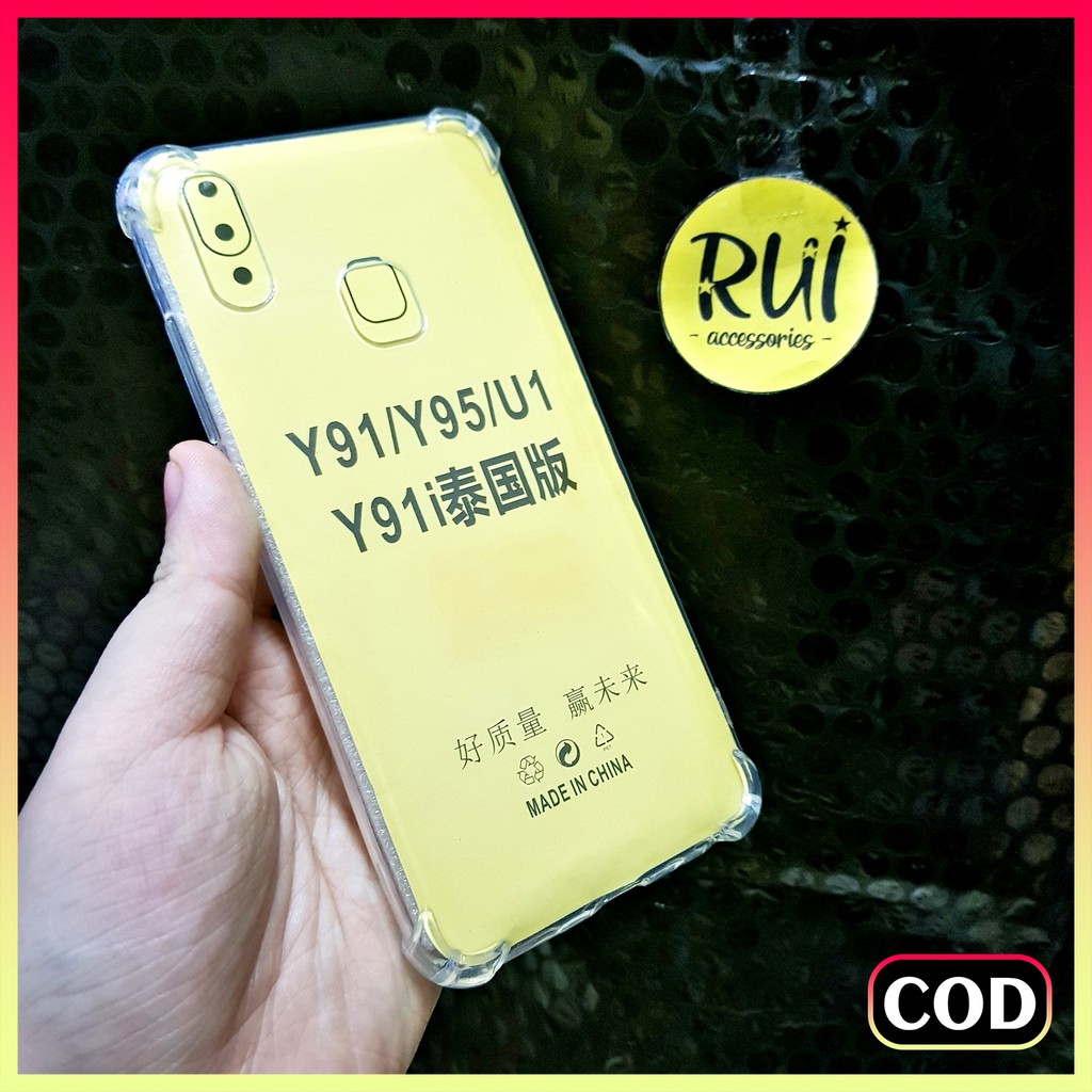 Anti Crack Vivo Y91 Y95 Y93 Sidik Jari Case Bening Anticrack Jelly Softcase Lentur
