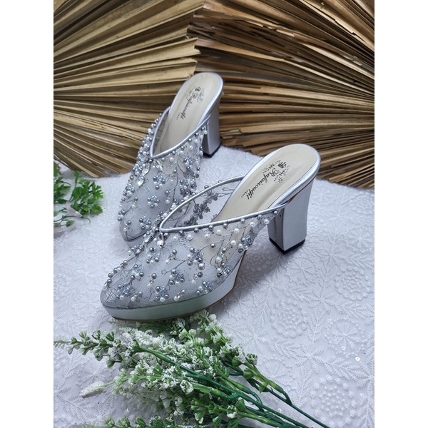 sepatu wedding Marisa silver 9cm tahu