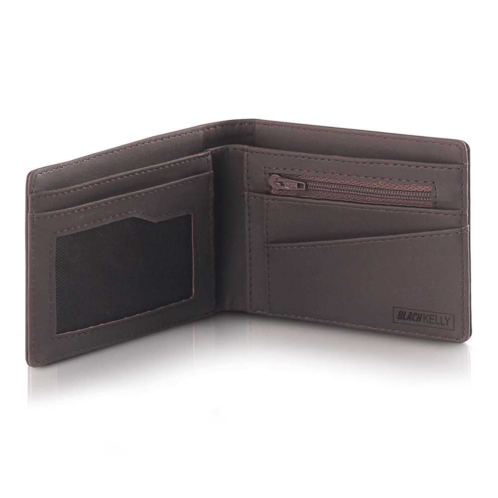 Dompet Pria Keren Wallet Lipat Kulit PU Sintetis Simpel Keren Terbaru Original Distro Warna Coklat