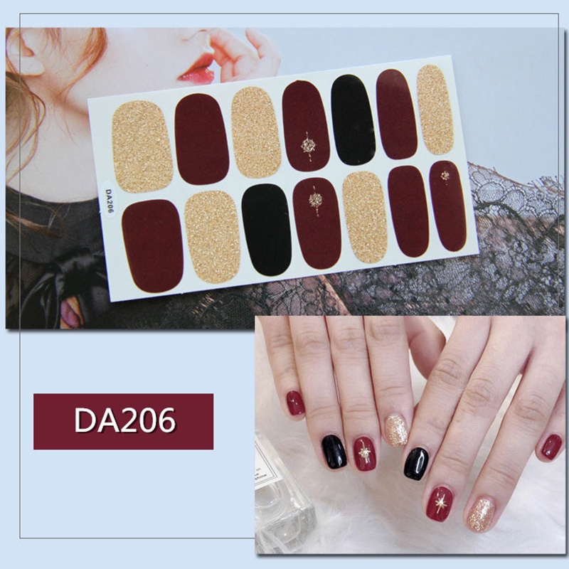 Da201-220 14pcs/lembar Stiker Kuku Palsu 3d Bronzing Untuk Nail Art Diy