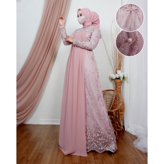 Gamis tasya //  tile premium bordir // combi ceruty // kebaya orizinal // kode NK