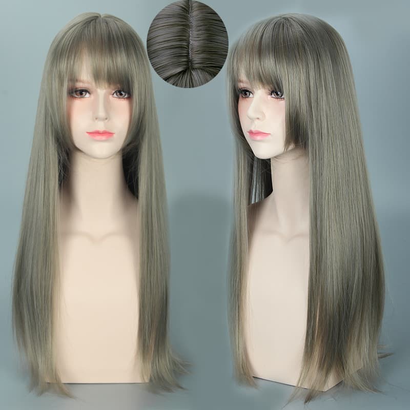 LOL-33 wig rambut palsu lolita ash gray line cosplay