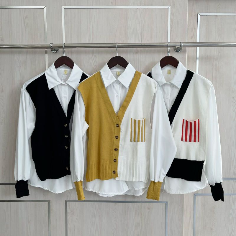 Blouse rajut mix katun silk import