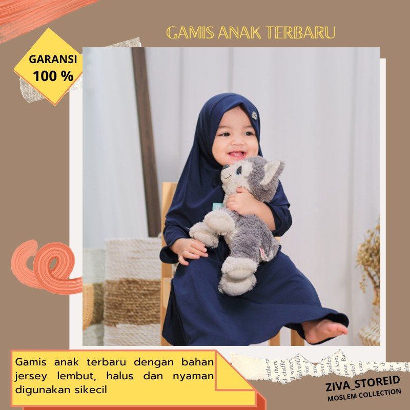 GAMIS ANAK SET KERUDUG ANAK PEREMPUAN TERBARU GAMIS ANAK MURAH NAVY