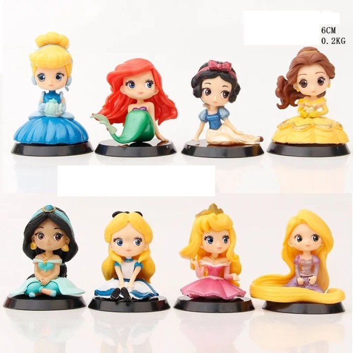 8 pcs/set Mini Figure Disney set Sugirly Princess Cinderella Belle