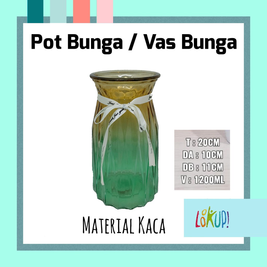 VAS BUNGA KACA WARNA/POT BUNGA KERING/DRIED FLOWER/Dekorasi Bunga Shabbychic Vas etnik - HP-4115 C