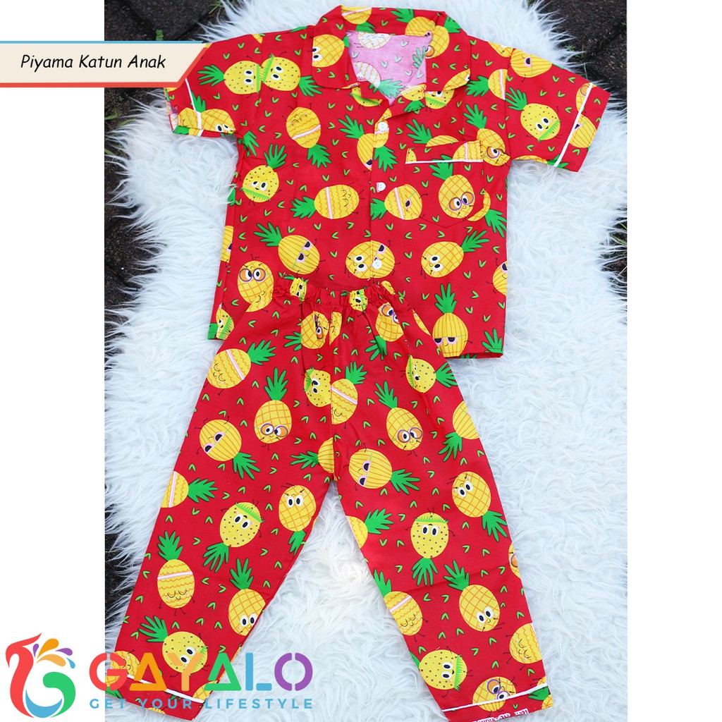 TERMURAH PIYAMA ANAK KATUN CATRA SIZE M,L,XL TANGAN PERTAMA KONVEKSI PIYAMA