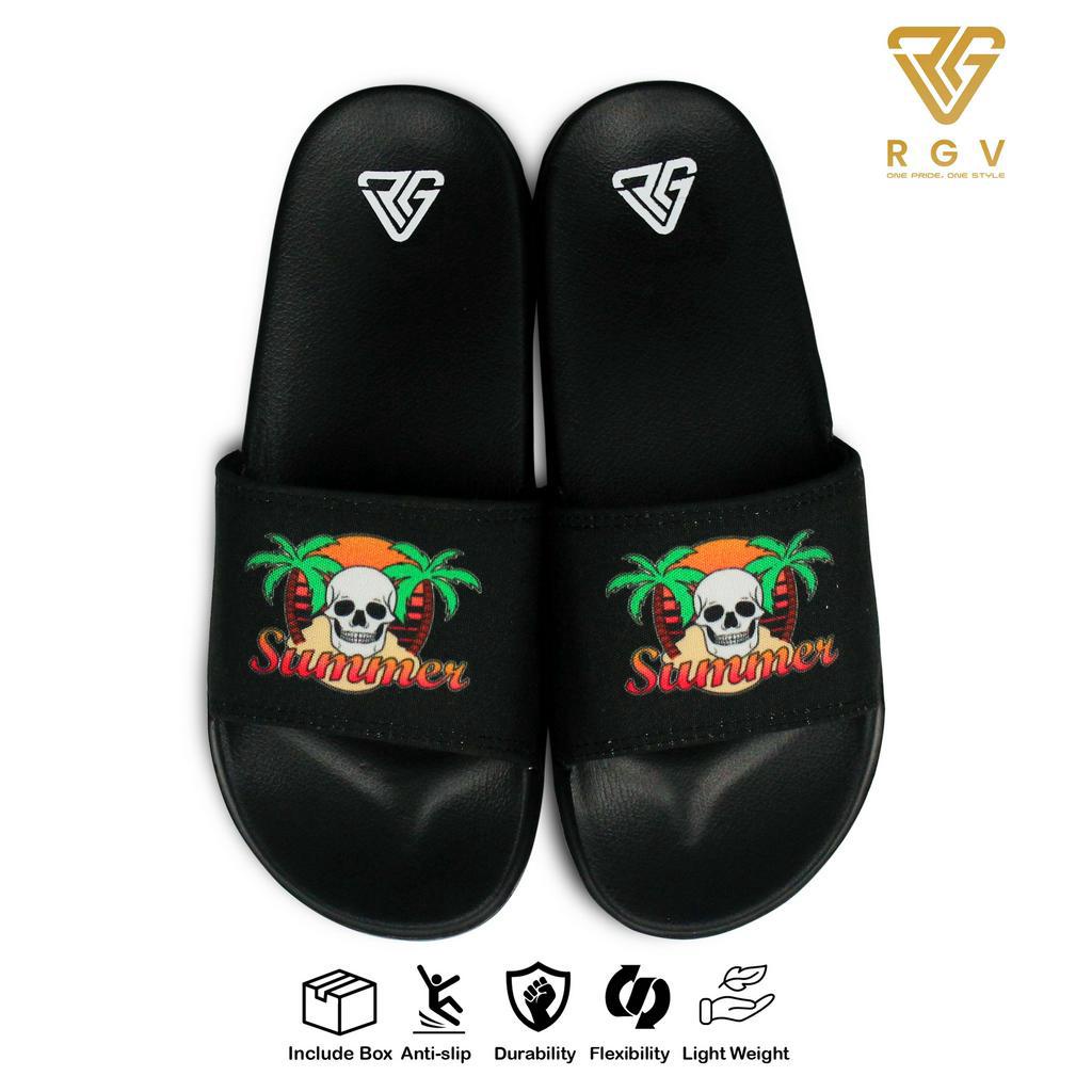 RGV - SANDAL PRIA DAN WANITA SLIDE SLIP ON SENDAL ANTI LICIN RINGAN SELOP SKULL SUMMER GREEN