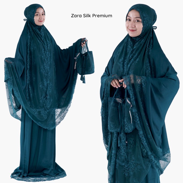 Mukena Zara Silk Premium Dewasa Emerald / Mukena Zara Limited Edition - mukena saja