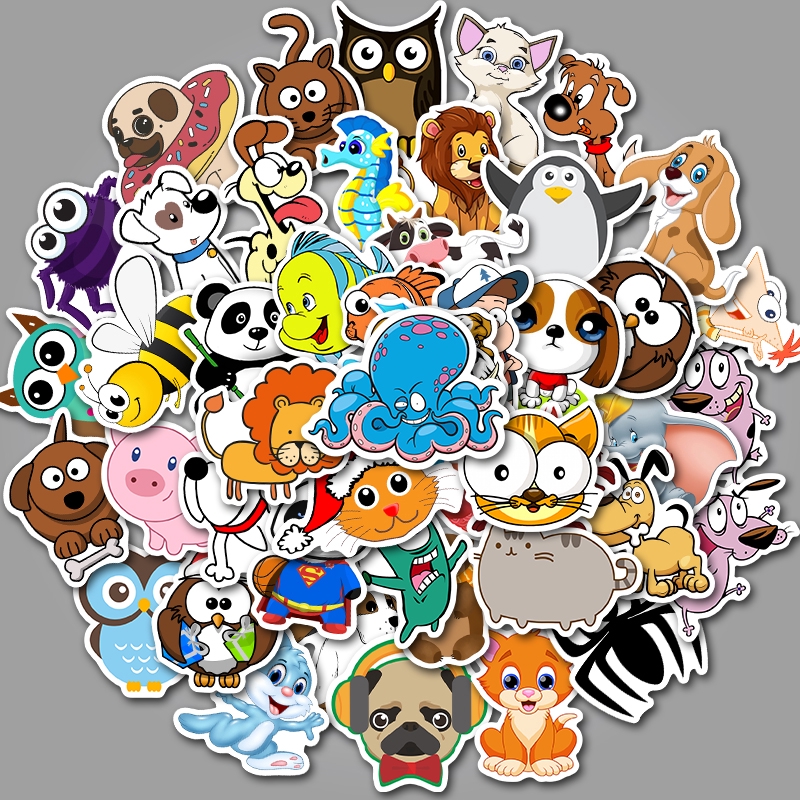 50 exquisite cartoon animal stickers graffiti waterproof skateboard stickers personalized luggage computer stickers