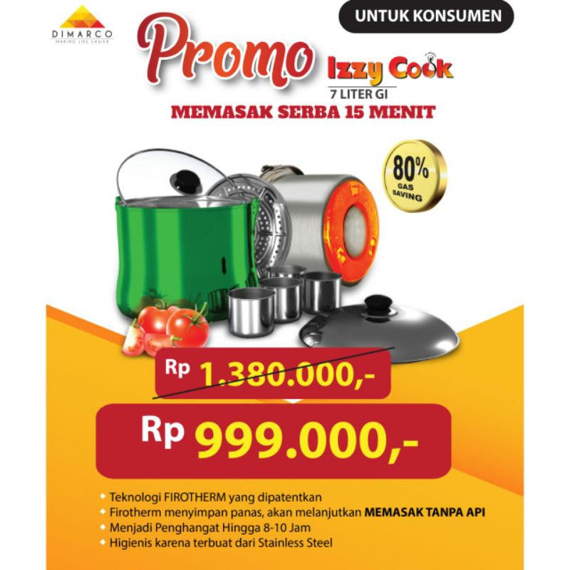 Izzy Cook 7 Lt - Panci Serbaguna Hemat Gas