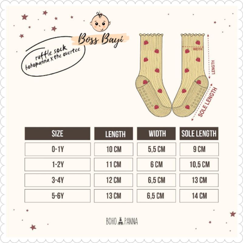 BOHOPANNAxTHE OVERTEE - Basic / Ruffle Sock - Kaos Kaki Anak Motif