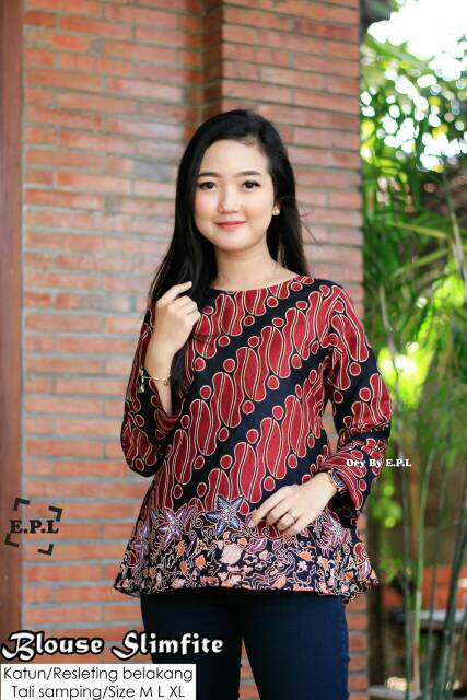 tey-17 Batik wanita ASJ SA HRB026 Kenongo Kemeja Tosca Pendek