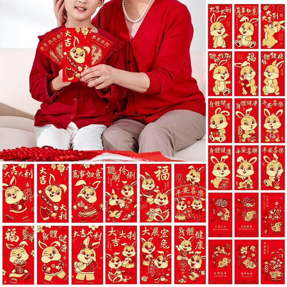 Solighter 18pcs/set Amplop Merah Kartun Baru Tahun Kelinci Hongbao