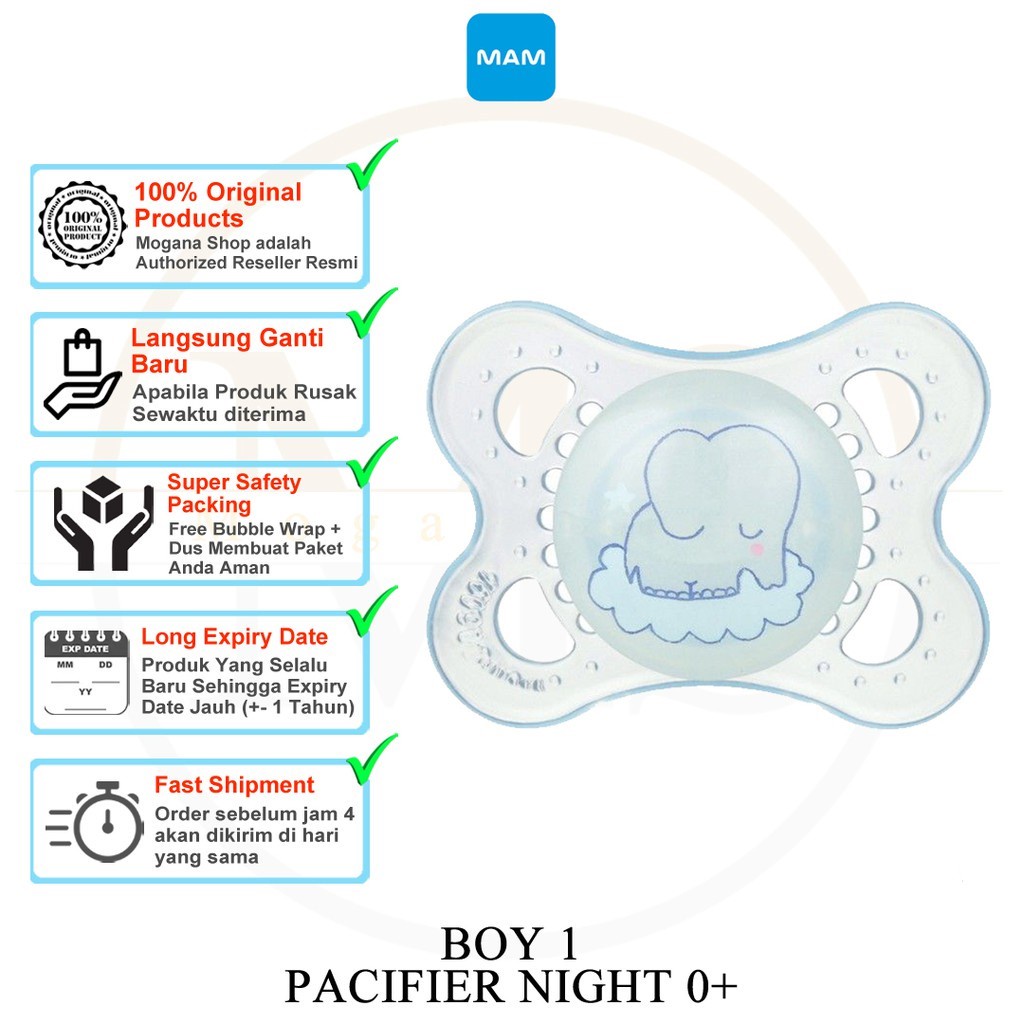 MAM Pacifer Night 0+ Months - Dot Bayi