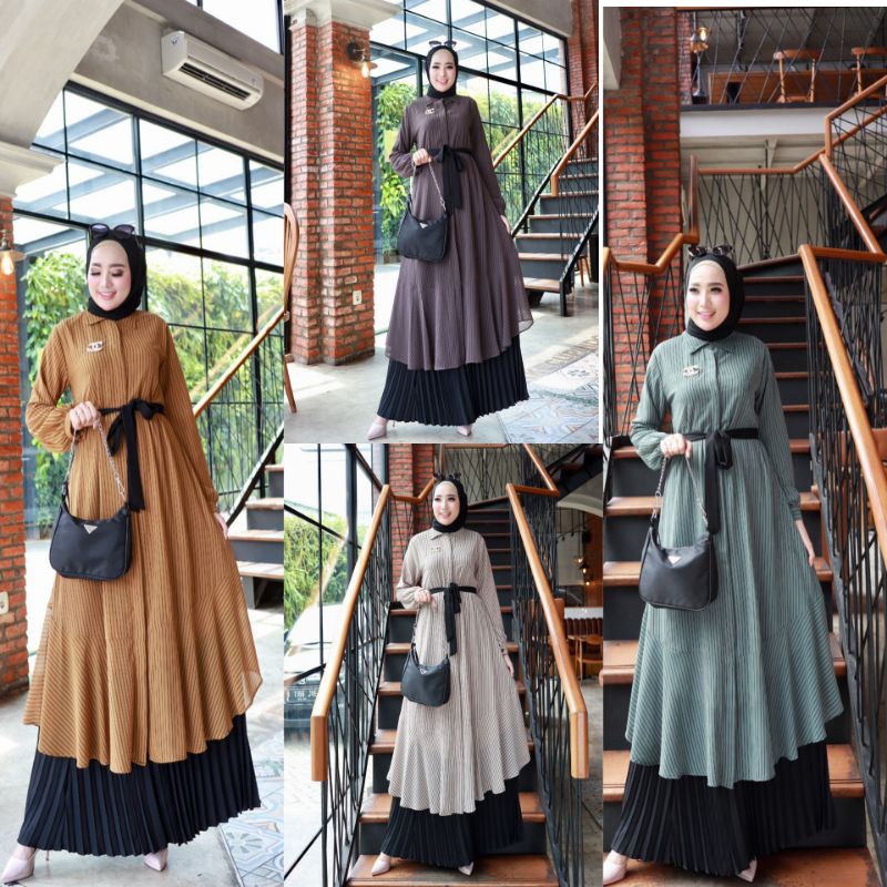 (COD) KAREEM SET GLZ / KAREEM GLZ / SETELAN TUNIK SETELAN ROK PLISKET / DILARA GLZ ORI /Aurellia ori