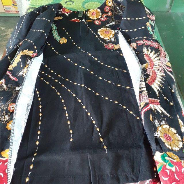Atasan Blouse Batik Wanita Lengan Panjang Katun Stretch, 242 Awe#