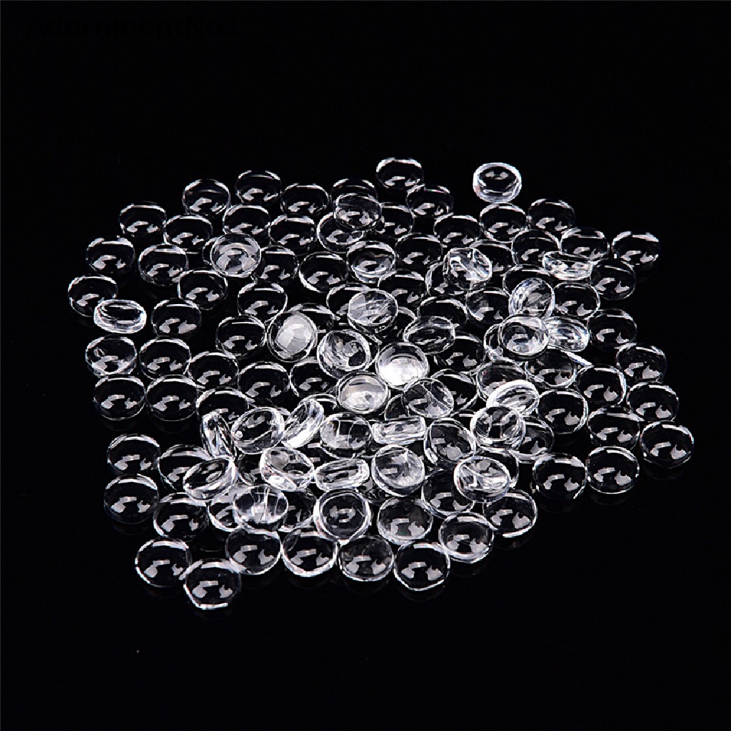 (AdornmentNo1) 100pcs Kaca Cabochon Bulat Transparan Ukuran 6mm / 8mm Untuk Aksesoris Diy