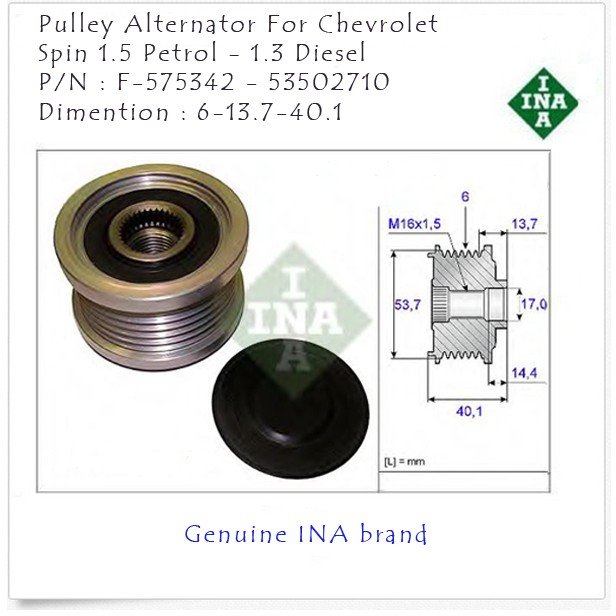 PULLEY ALTERNATOR CHEVROLET SPIN 1.5 L