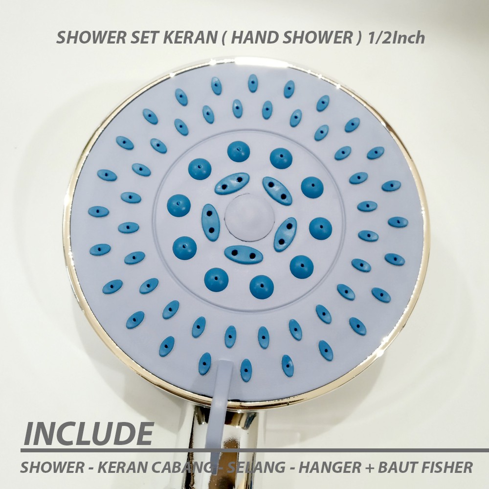 Shower Set Hand Shower Paket Lengkap Kran cabang shower flexible 1/2Inc