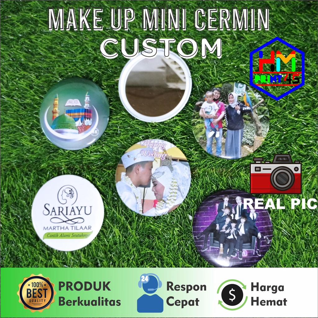 PIN CERMIN KACA MAKE UP 75mm SOUVENIR CUSTOM