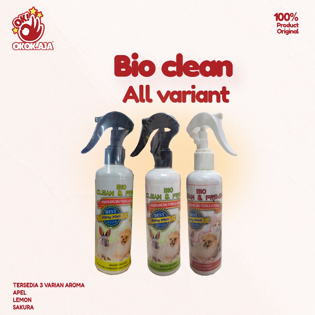 BIO CLEAN 250ml Penghilang Bau Pesing &amp; Kotoran Kucing Anjing Kelinci - Penghilang Bau