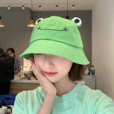 Topi Bucket Panama Wanita Desain Katak Untuk Musim Panas