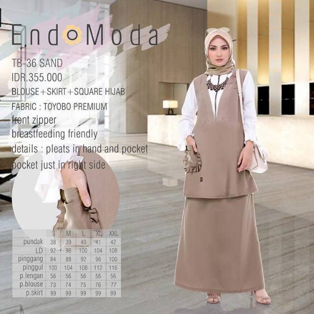 GAMIS SETELAN ROK ENDOMODA TB 36 || SET HIJAB