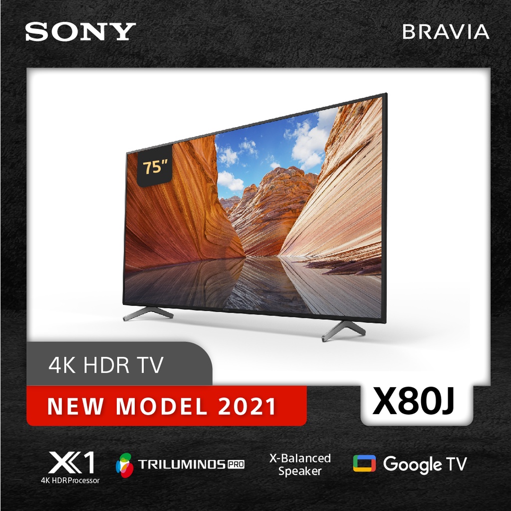 SONY LED TV 75 INCH KD-75X80J SMART TV 4K UHD HDR ANDROID GOOGLE TV