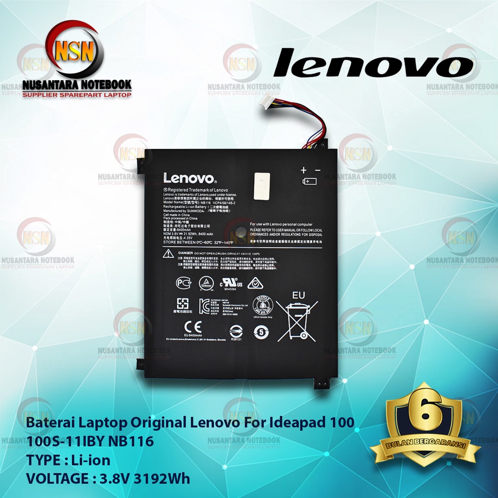 Baterai Laptop Lenovo Original ideapad 100 100S-11IBY NB116