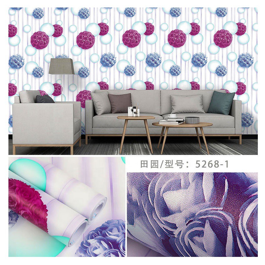 Wallpaper Dinding Motif Balon Bunga Ungu Wallpaper Dinding Ruang tamu Wallpaper sticker