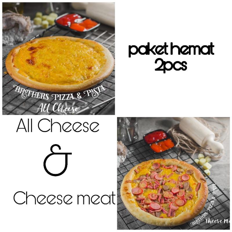 

Paket Hemat 2pcs Pizza All Cheese dan Cheese meat ukuran Reguler 24cm