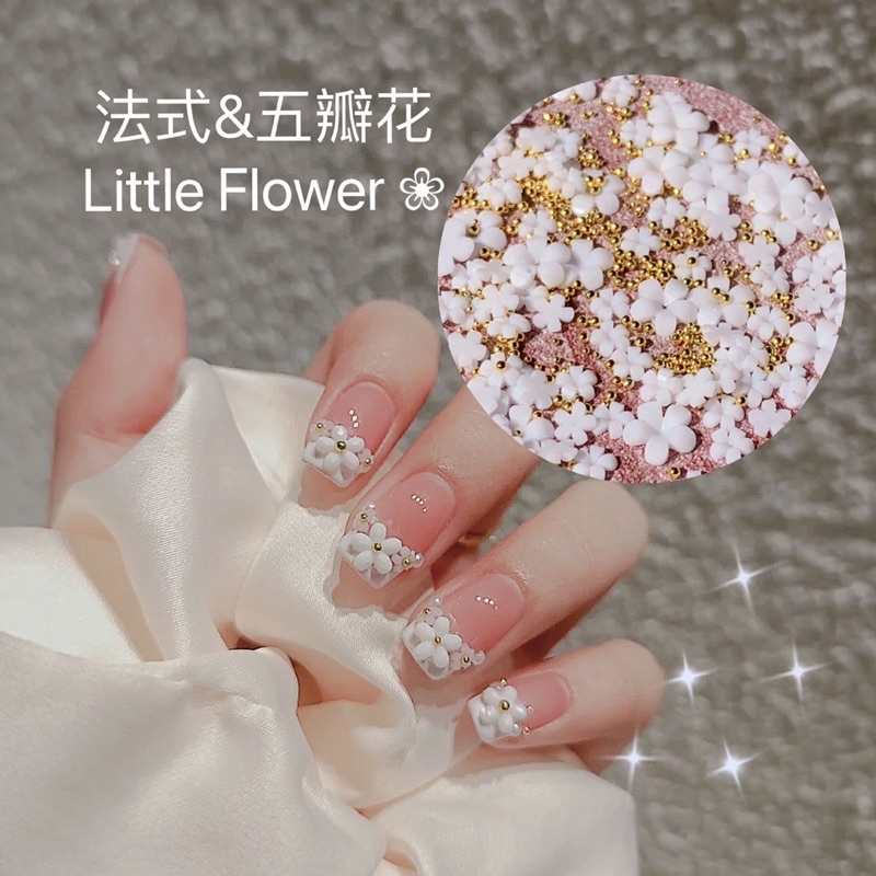 LITTLE FLOWER 3D WEDDING NAILS HIASAN BUNGA PUTIH NAIL ART MIX SIZED FLOWER INSTANT 3D WEDDING NAILS