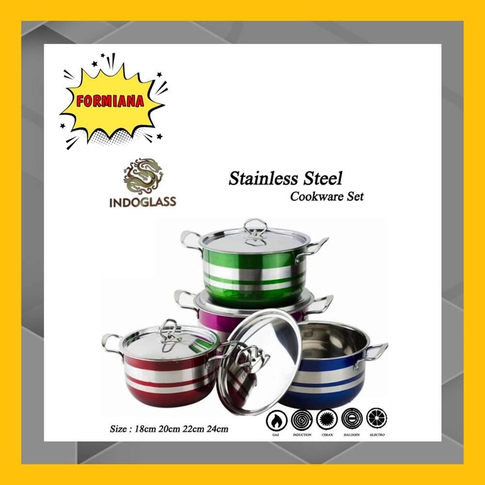 FM - Panci Cookware Set stainless steel 8 pcs Warna / Panci Set / panci tebal berkualitas