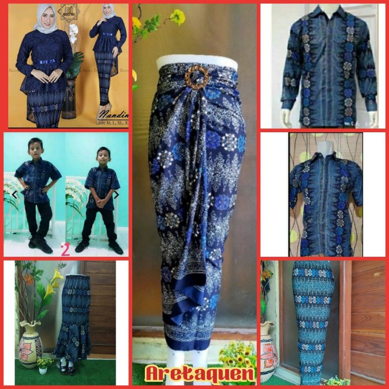 Couple keluarga Toraja navy/Couple kondangan kemeja batik rok plisket rok lilit kemeja pria