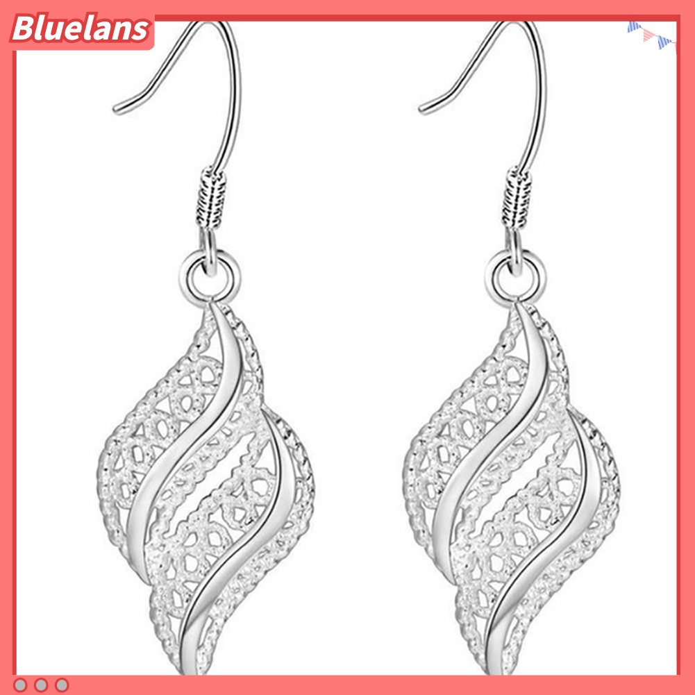 Bluelans Anting Kait Gantung Wanita Desain Geometri Hollow Elegan Untuk Pesta / Club