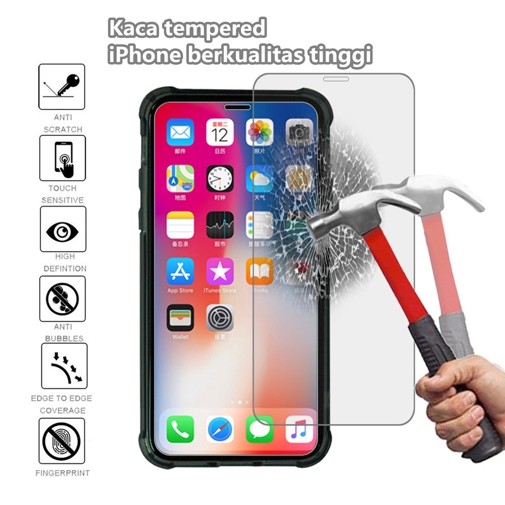 Layar Penuh iPhone Tempered Glass Pelindung Layar iPhone Transparan (Untuk iPhone 6 - 13 PRO MAX ) + IPhone 14 Pro Max 14 Plus screen protector