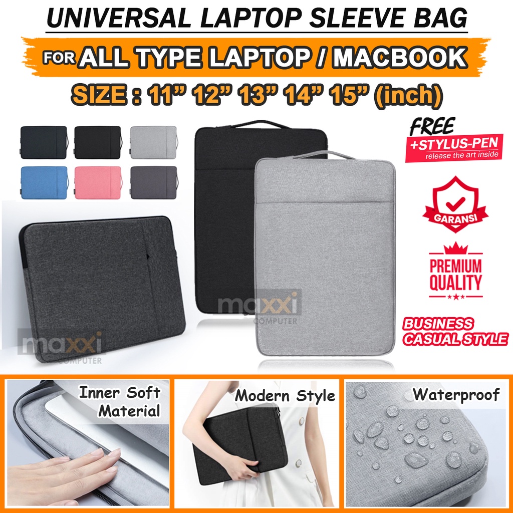 ORIGINAL Sleeve Pouch Tas Bag Laptop 11 12 13 13.3 14 15 15.4 Inch 13" 13.3" In Inc Inci Macbook Air