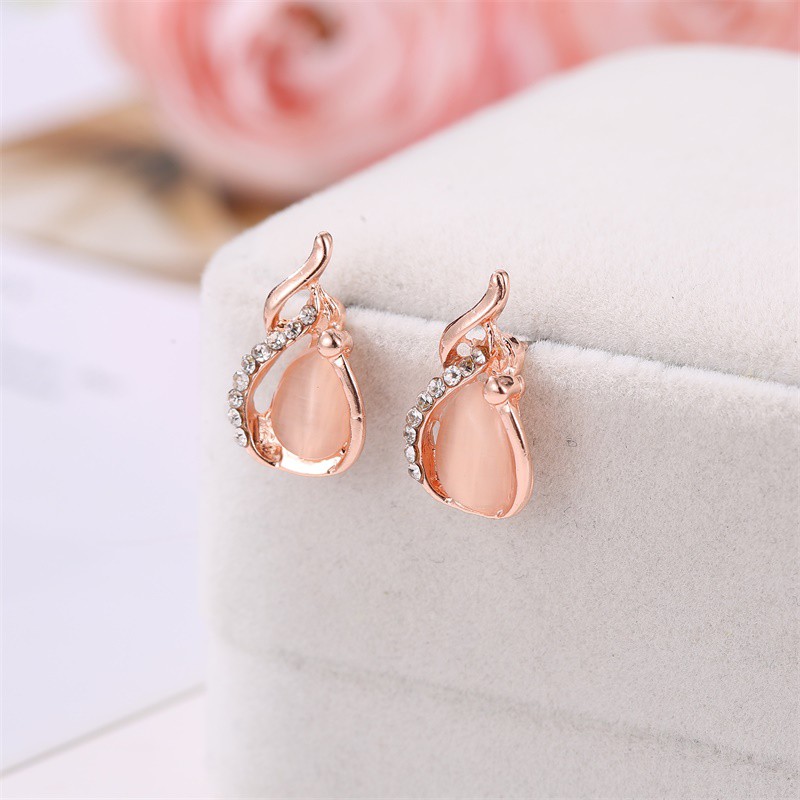 Kalung Necklace Women Anting Kalung Opal Kristal Segar Kecil Sederhana Dua Potong